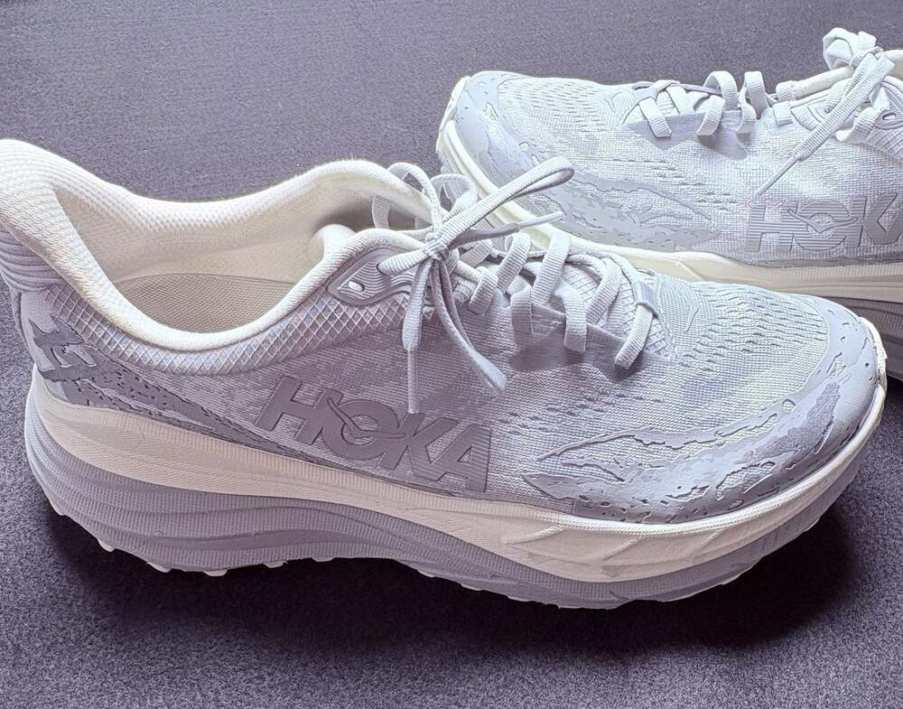 HOKA One One Men Stinson 7 Sz 11.5D Gray Silver Lace Up Gym Training S-4
